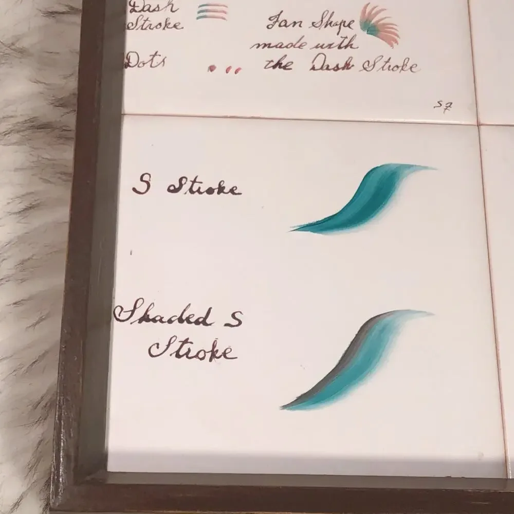 Vintage Framed Tile Brush Strokes Artwork